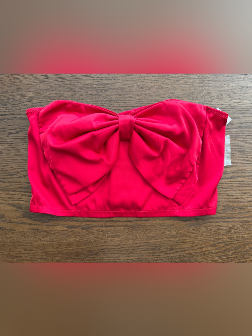 NWT Anthropologie Bright Red Strapless Bow Top with Removable Adjustable Straps